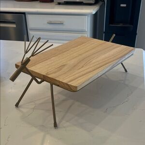 Reindeer Wooden Cheese Board with Gold Metal Legs Pier 1
